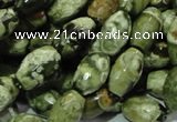 CPS67 15.5 inches 8*13mm faceted rice green peacock stone beads