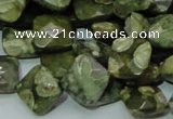CPS73 15.5 inches 12*12mm faceted rhombic green peacock stone beads