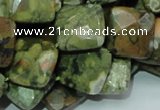 CPS74 15.5 inches 15*15mm faceted rhombic green peacock stone beads