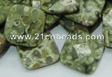 CPS75 15.5 inches 20*20mm faceted rhombic green peacock stone beads