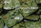 CPS81 15.5 inches 18*25mm faceted rectangle green peacock stone beads