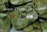 CPS82 15.5 inches 22*30mm faceted rectangle green peacock stone beads