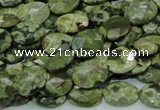 CPS89 15.5 inches 10*14mm faceted oval green peacock stone beads