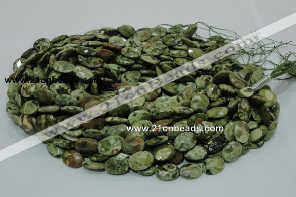 CPS90 15.5 inches 14*18mm faceted oval green peacock stone beads