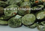 CPS91 15.5 inches 16*20mm faceted oval green peacock stone beads