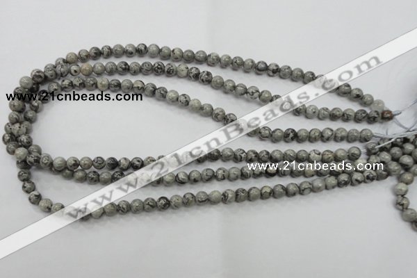 CPT102 15.5 inches 6mm round grey picture jasper beads