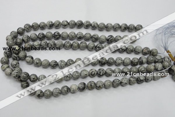 CPT104 15.5 inches 10mm round grey picture jasper beads