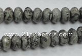 CPT120 15.5 inches 6*10mm faceted rondelle grey picture jasper beads