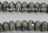 CPT121 15.5 inches 7*12mm faceted rondelle grey picture jasper beads