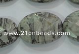 CPT129 15.5 inches 22*30mm faceted oval grey picture jasper beads