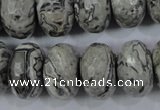 CPT135 15.5 inches 12*20mm faceted rondelle grey picture jasper beads