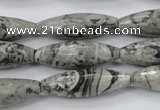 CPT136 15.5 inches 10*30mm faceted rice grey picture jasper beads