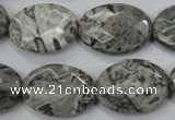 CPT147 15.5 inches 18*25mm faceted oval grey picture jasper beads