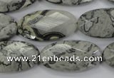 CPT148 15.5 inches 15*30mm faceted marquise grey picture jasper beads