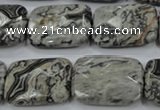 CPT156 15.5 inches 18*25mm faceted rectangle grey picture jasper beads