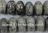 CPT161 15.5 inches 10*18mm rondelle grey picture jasper beads