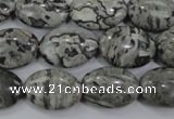 CPT171 15.5 inches 13*18mm oval grey picture jasper beads