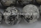 CPT191 15.5 inches 16mm round grey picture jasper beads wholesale