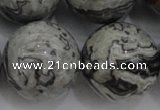 CPT192 15.5 inches 18mm round grey picture jasper beads wholesale