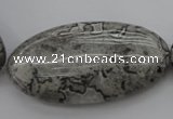 CPT198 15.5 inches 25*50mm oval grey picture jasper beads wholesale