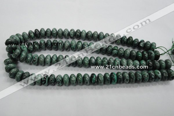 CPT200 15.5 inches 8*14mm rondelle green picture jasper beads