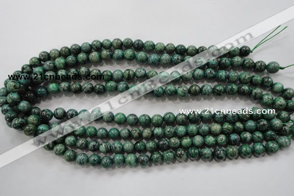 CPT205 15.5 inches 8mm round green picture jasper beads