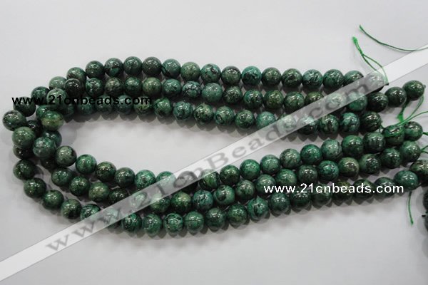 CPT206 15.5 inches 10mm round green picture jasper beads