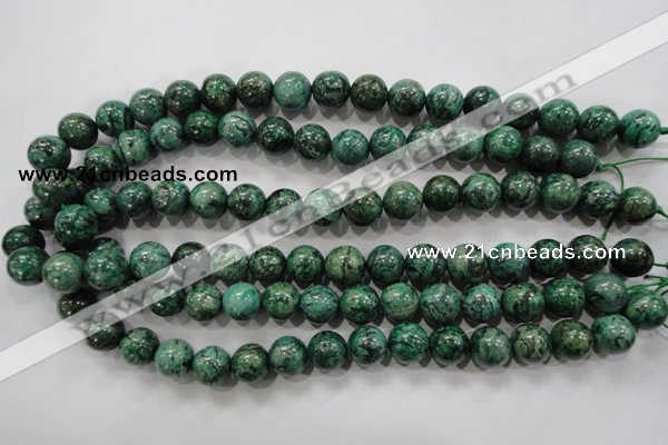 CPT207 15.5 inches 12mm round green picture jasper beads