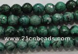 CPT214 15.5 inches 8mm faceted round green picture jasper beads