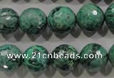 CPT217 15.5 inches 14mm faceted round green picture jasper beads