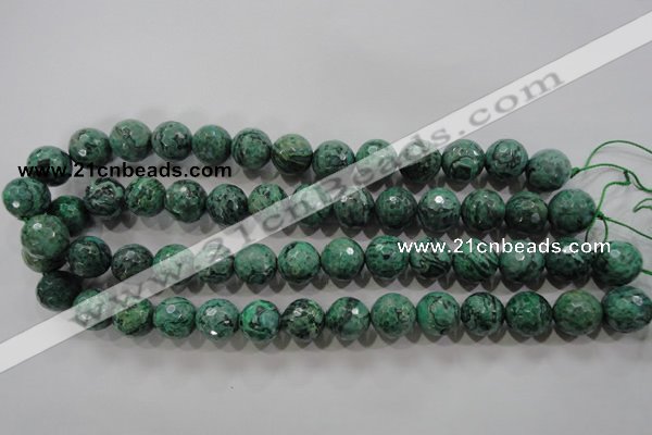 CPT217 15.5 inches 14mm faceted round green picture jasper beads