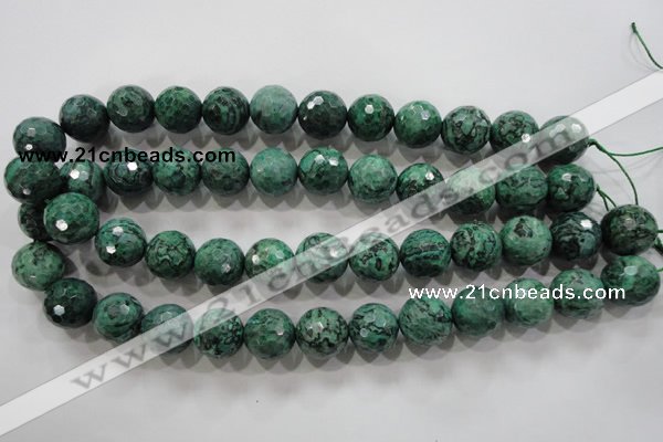 CPT218 15.5 inches 16mm faceted round green picture jasper beads