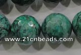 CPT220 15.5 inches 20mm faceted round green picture jasper beads