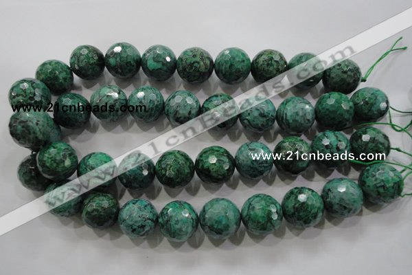 CPT220 15.5 inches 20mm faceted round green picture jasper beads