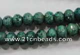 CPT223 15.5 inches 6*10mm faceted rondelle green picture jasper beads