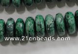 CPT224 15.5 inches 7*15mm faceted rondelle green picture jasper beads