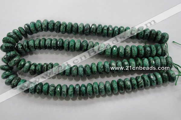 CPT224 15.5 inches 7*15mm faceted rondelle green picture jasper beads