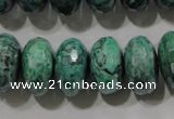 CPT226 15.5 inches 10*18mm faceted rondelle green picture jasper beads