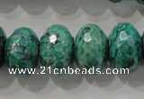 CPT227 15.5 inches 12*20mm faceted rondelle green picture jasper beads