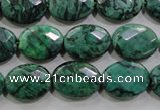 CPT238 15.5 inches 12*16mm faceted oval green picture jasper beads