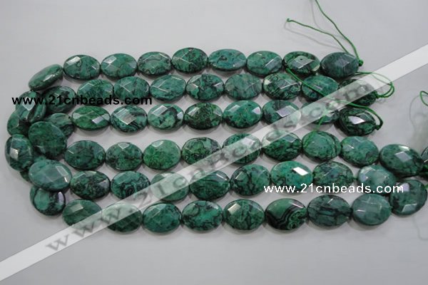 CPT240 15.5 inches 15*20mm faceted oval green picture jasper beads