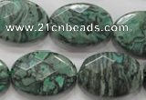 CPT241 15.5 inches 18*25mm faceted oval green picture jasper beads