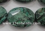 CPT243 15.5 inches 22*30mm faceted oval green picture jasper beads