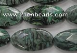 CPT245 15.5 inches 15*30mm faceted marquise green picture jasper beads