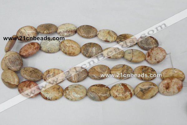 CPT253 15.5 inches 18*25mm oval picture jasper beads wholesale