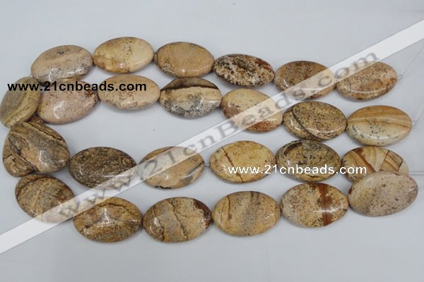 CPT254 15.5 inches 20*30mm oval picture jasper beads wholesale