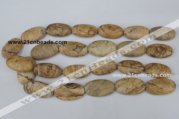 CPT255 15.5 inches 20*35mm oval picture jasper beads wholesale