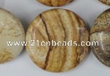 CPT260 15.5 inches 30mm flat round picture jasper beads wholesale