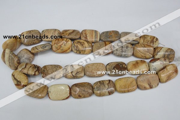 CPT261 15.5 inches 18*25mm rectangle picture jasper beads wholesale