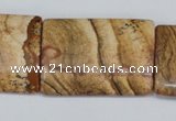 CPT265 15.5 inches 25*35mm flat tube picture jasper beads wholesale